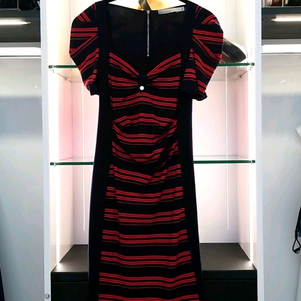 Karen Millen striped ruched dress